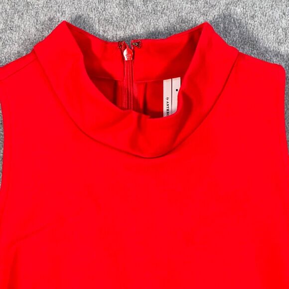 Anthropologie Mock Neck Ruffle Hem Top Women's Medium Red Sleeveless Knit Peplum - Picture 4 of 12